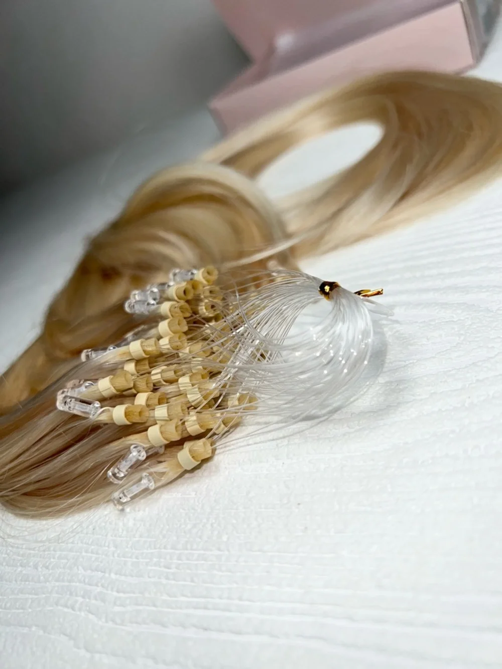 Platinum Blonde Human Hair Micro Loop 20 Inch Hair Extensions